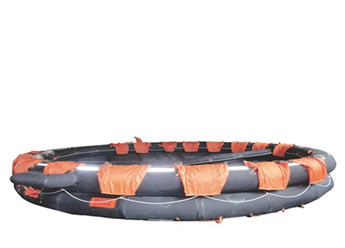 Balsa salvavidas inflable reversible abierta por ambos lados