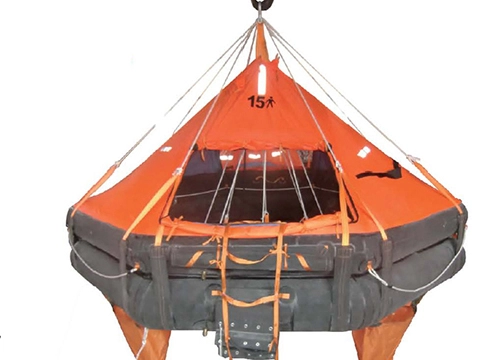 Balsa salvavidas inflable lanzada por pescante